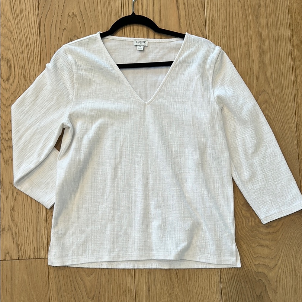 J. Crew White Blouse with 3/4 Sleeves